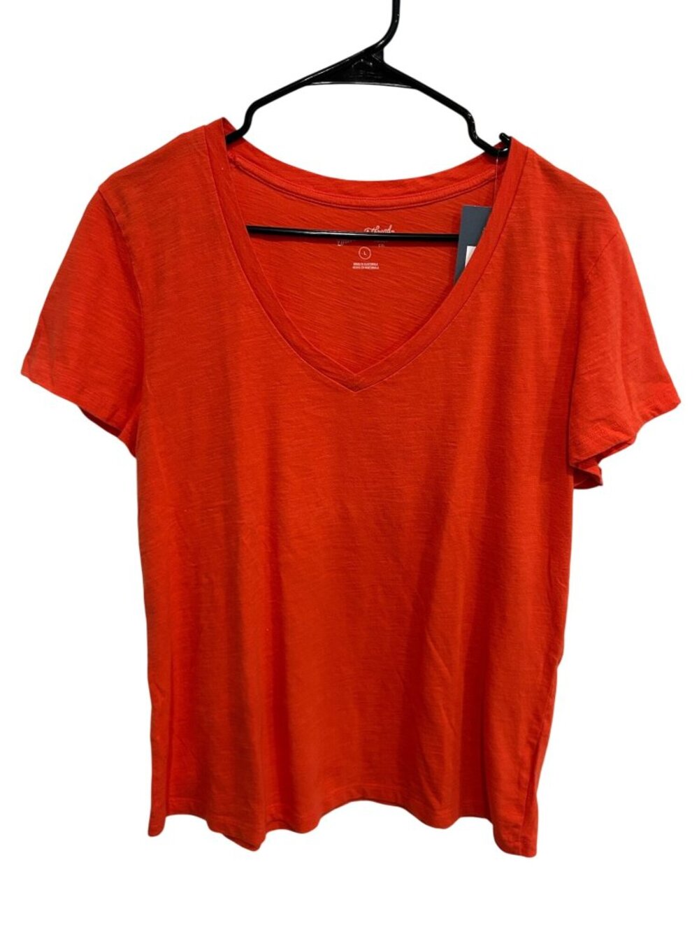Universal Thread Large Tomato Red V-Neck Tee 100% Cotton Smart Casual Chic NWT